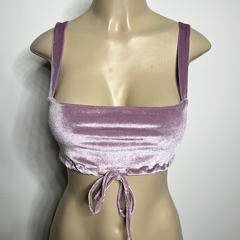 Salty small lavender velvet crop top